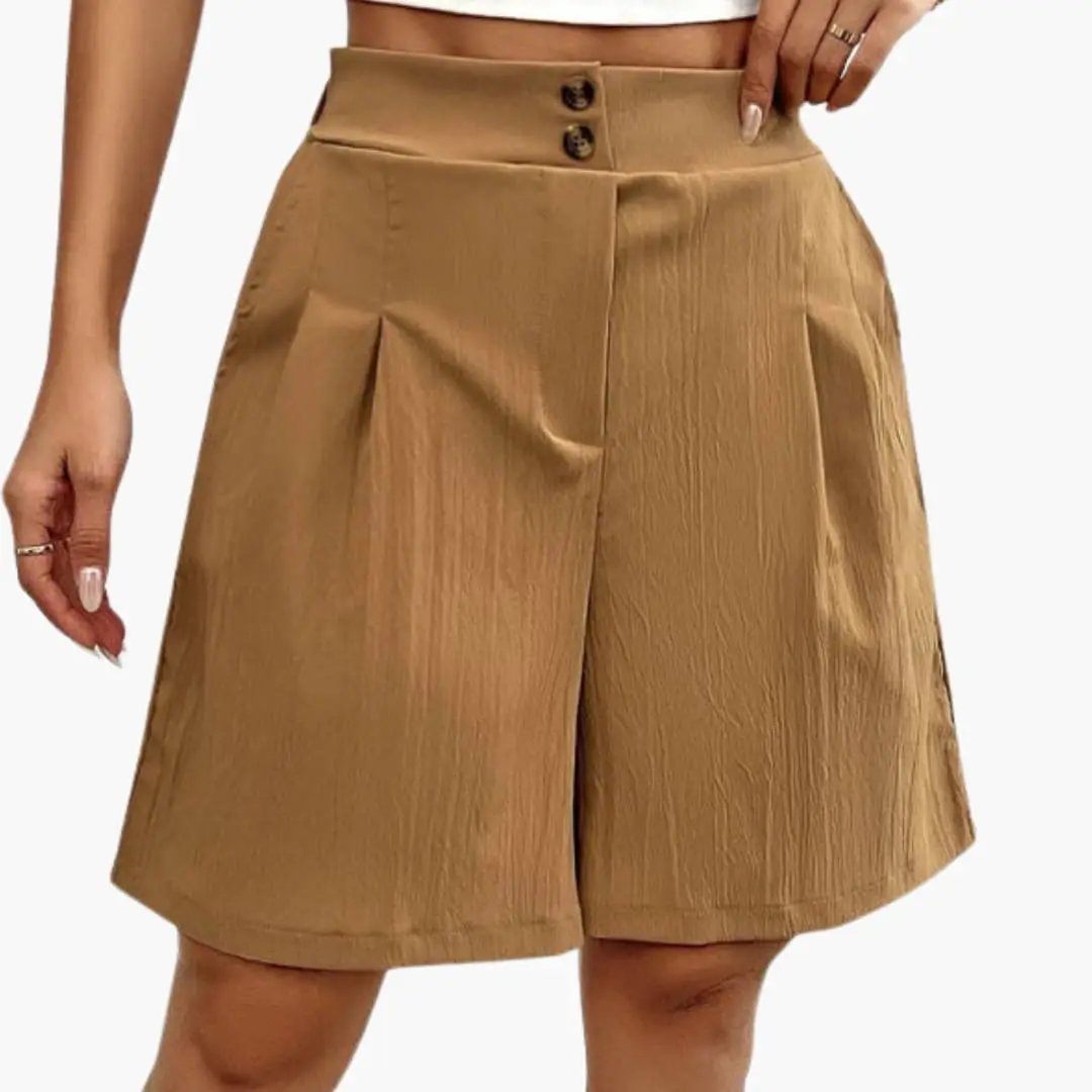 Women’s Shorts with Button Placket and Loose Fit