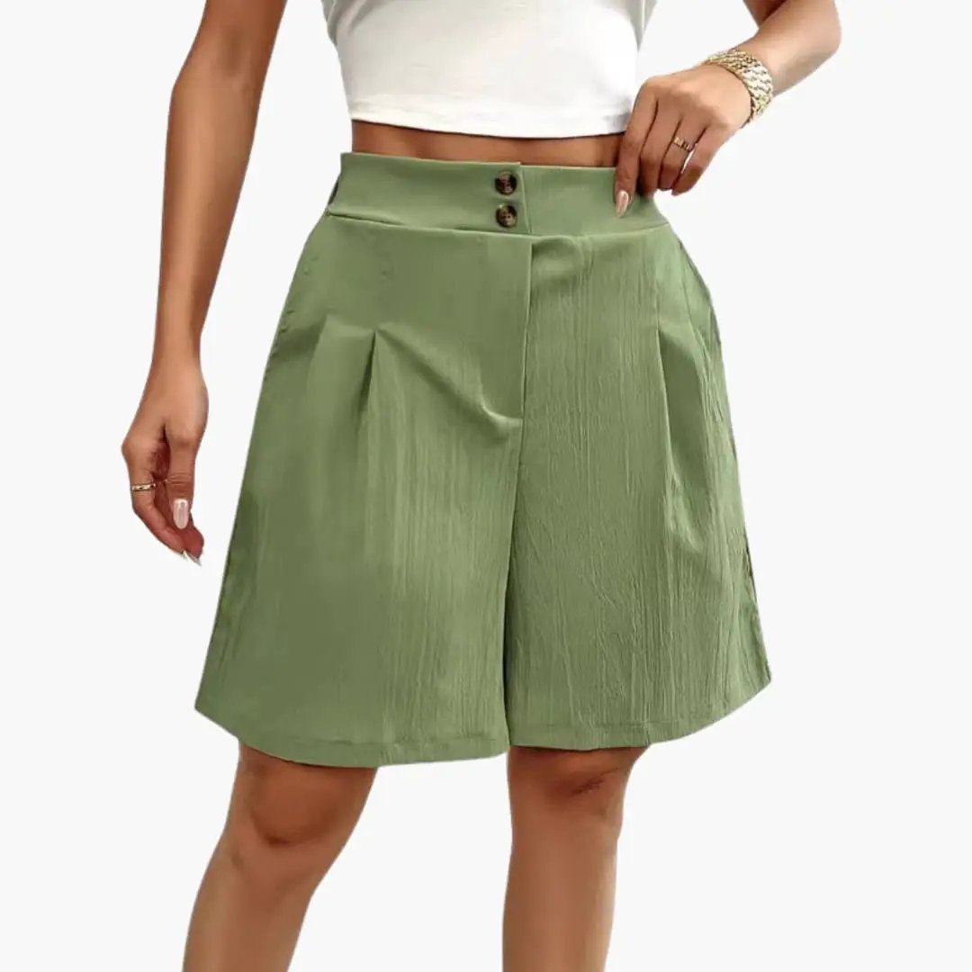 Women’s Shorts with Button Placket and Loose Fit
