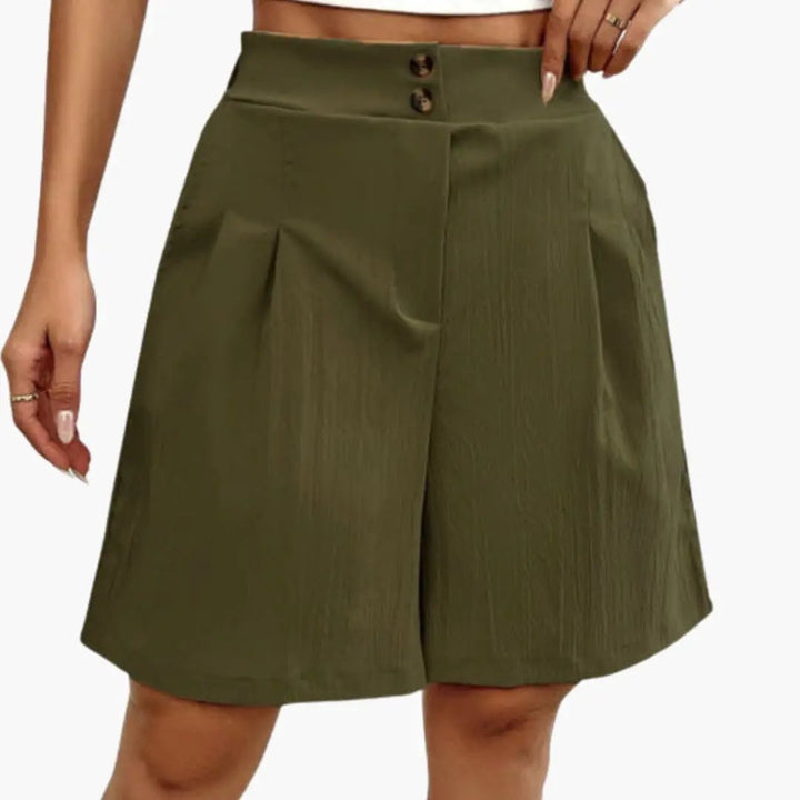 Women’s Shorts with Button Placket and Loose Fit
