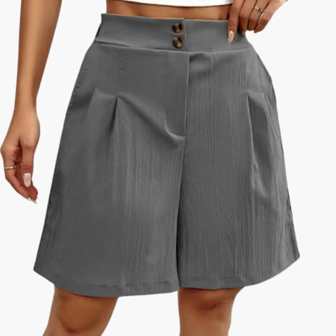 Women’s Shorts with Button Placket and Loose Fit