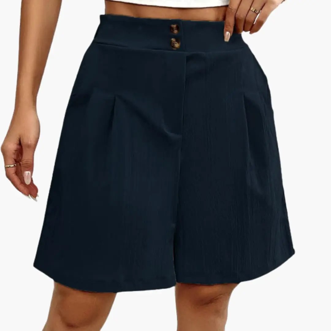 Women’s Shorts with Button Placket and Loose Fit