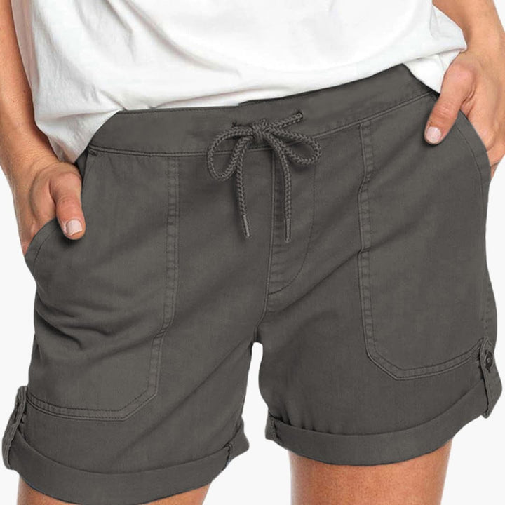 Women's Shorts with Drawstring Waist and Cuffed Hem