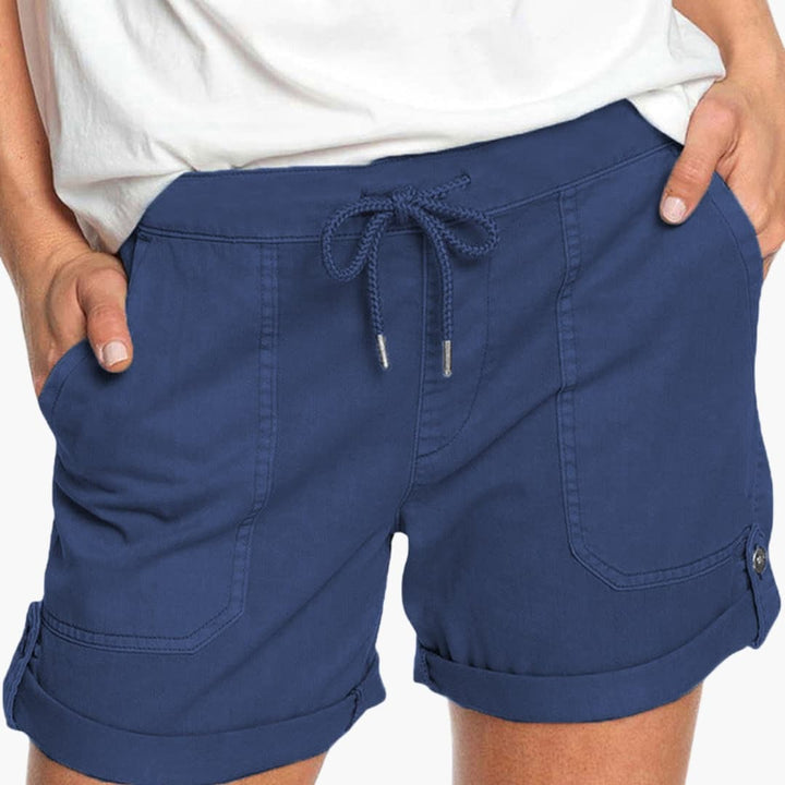 Women's Shorts with Drawstring Waist and Cuffed Hem