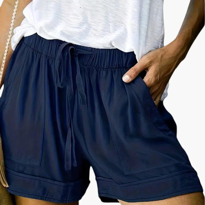 Women's Shorts with Drawstring Waistband and Relaxed Fit