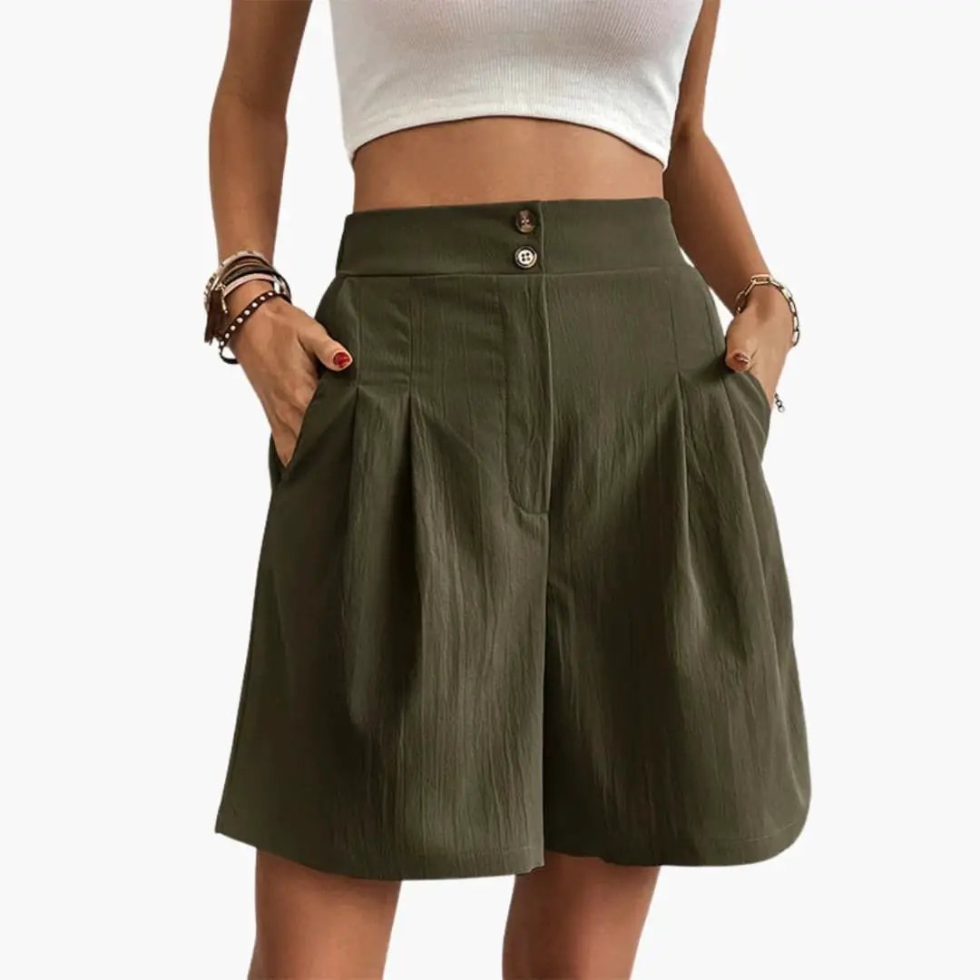 Women’s Stretch Cargo Shorts with Elastic Waist and Pockets