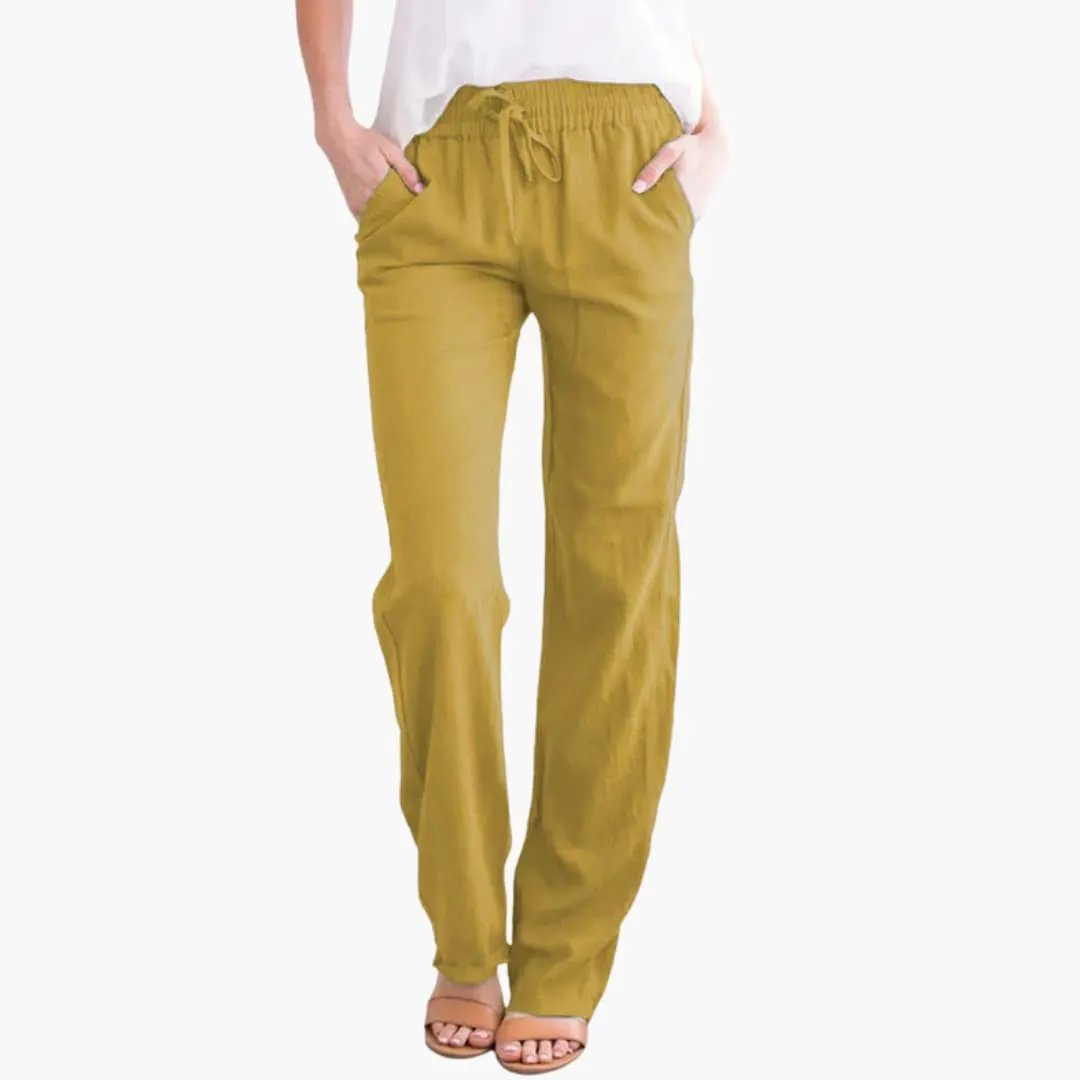 Women’s Wide-Leg Pants with Elastic Waist and Pockets