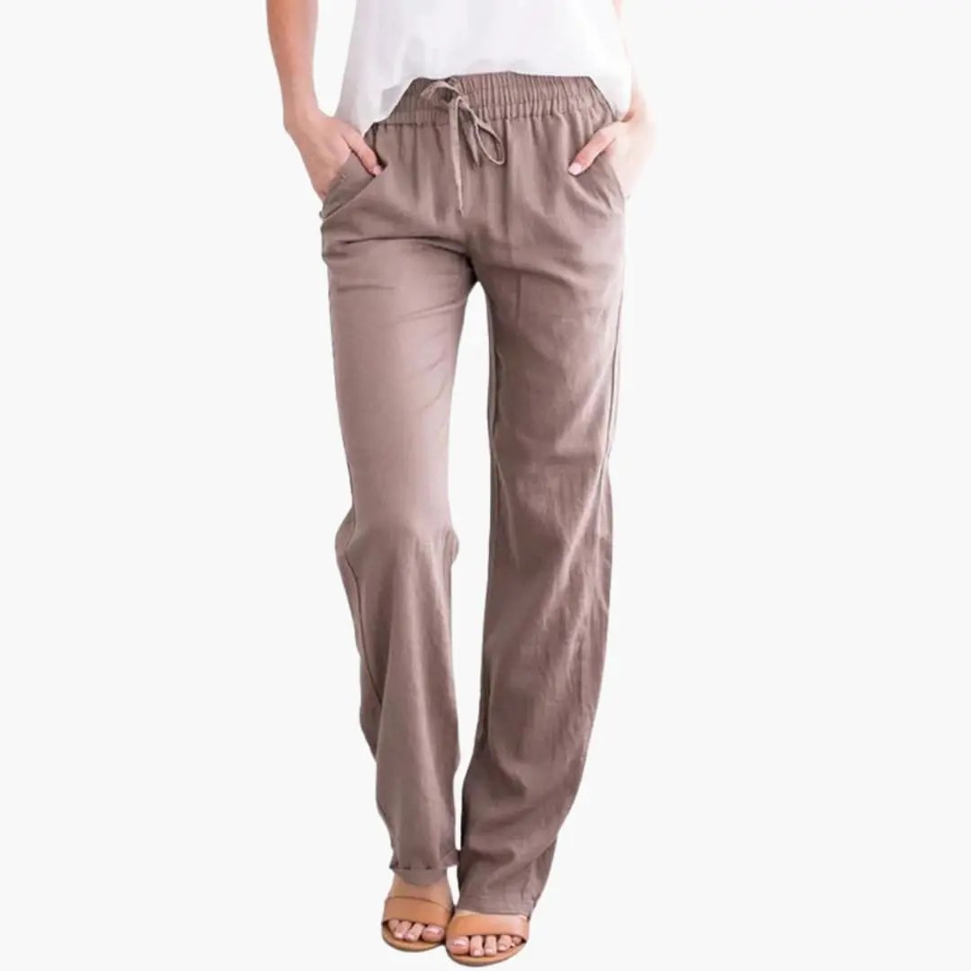 Women’s Wide-Leg Pants with Elastic Waist and Pockets
