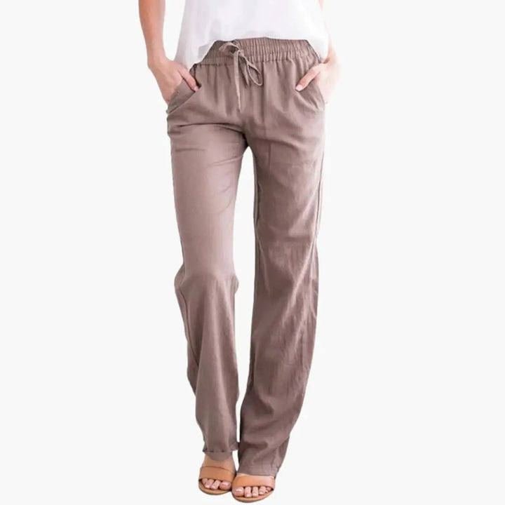 Women’s Wide-Leg Pants with Elastic Waist and Pockets