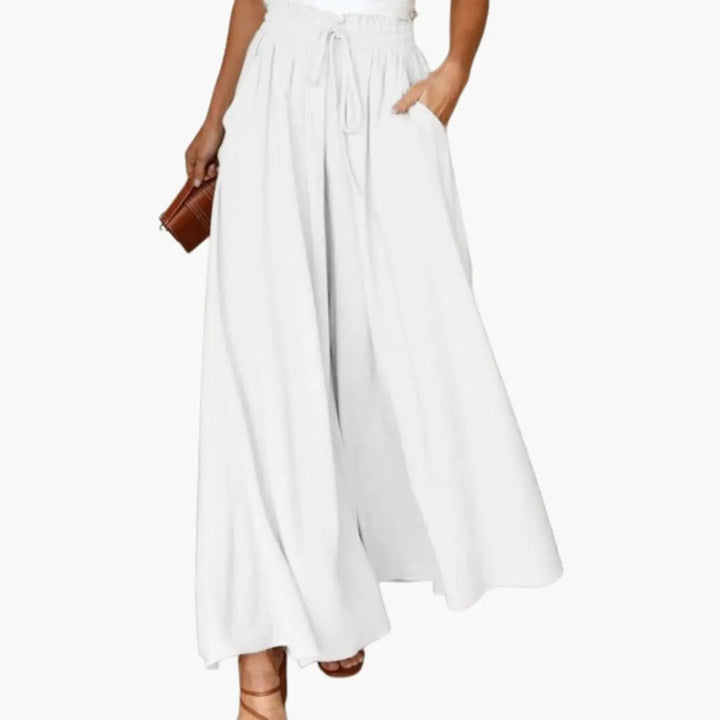 Women’s Wide Leg Pants with Drawstring and Side Pockets