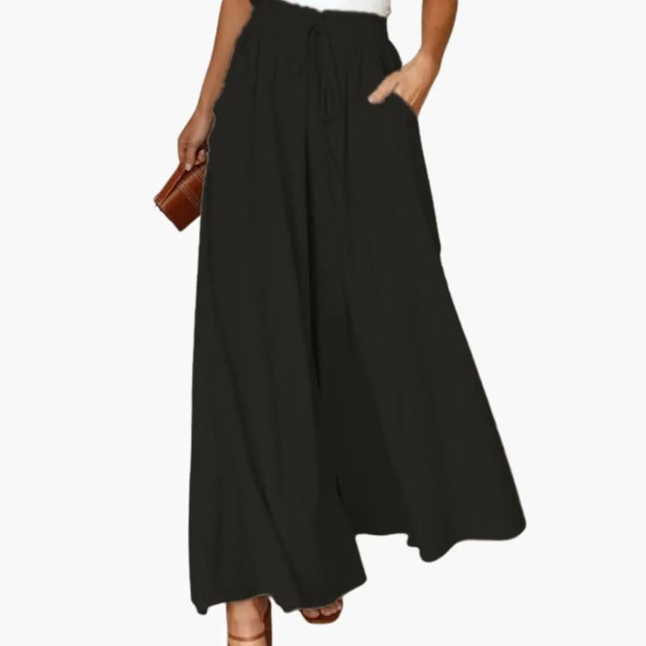 Women’s Wide Leg Pants with Drawstring and Side Pockets