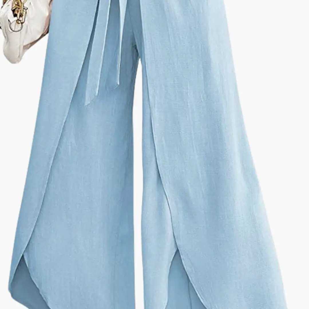 Women’s Summer Pants with Tie Belt and Wide Leg