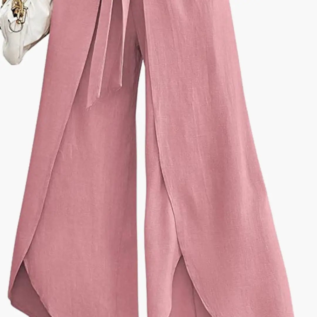 Women’s Summer Pants with Tie Belt and Wide Leg