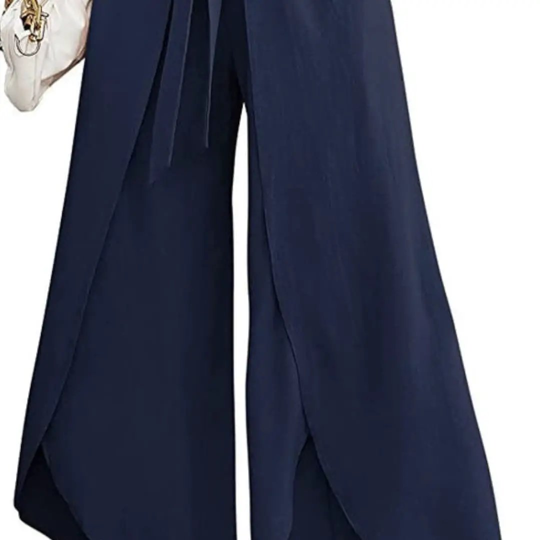 Women’s Summer Pants with Tie Belt and Wide Leg