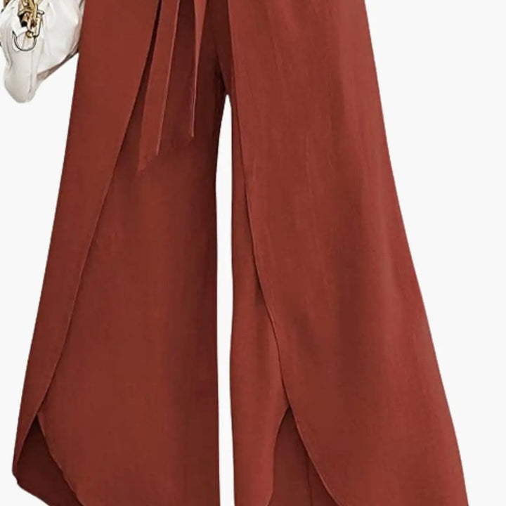 Women’s Summer Pants with Tie Belt and Wide Leg