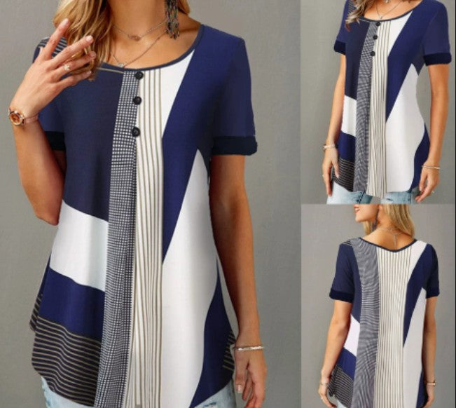 Women's Colour Block Striped T-Shirt