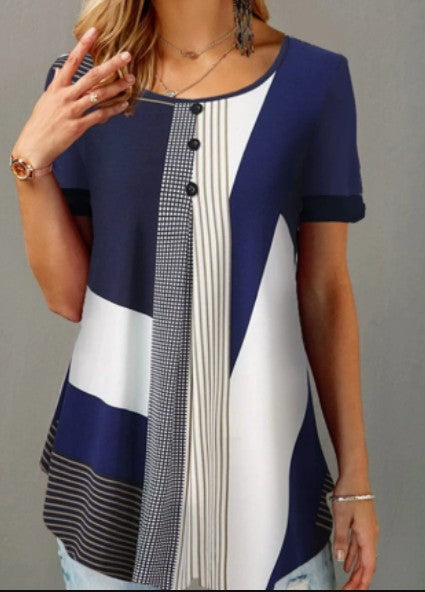 Women's Colour Block Striped T-Shirt