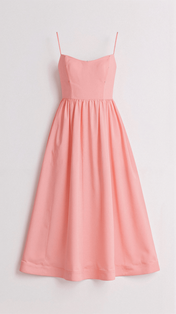 Women's Spaghetti Strap Scoop Neck Gathered A-Line Skirt Dress