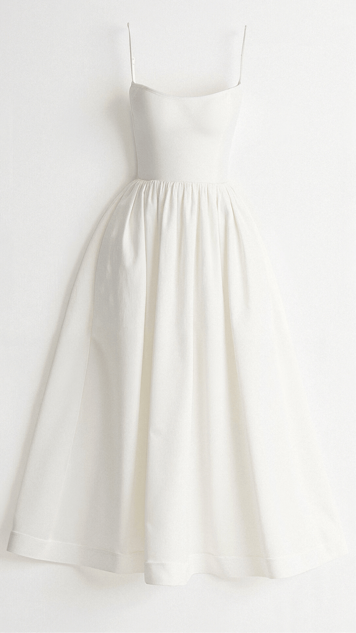 Women's Spaghetti Strap Scoop Neck Gathered A-Line Skirt Dress