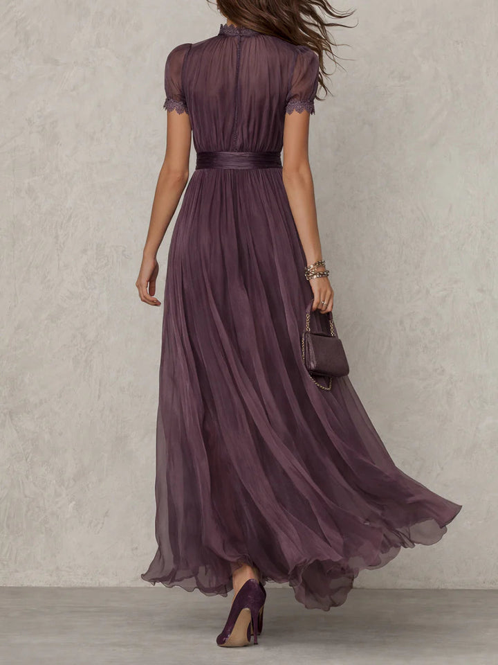 Women's Elegant Purple Chiffon Keyhole Maxi Dress