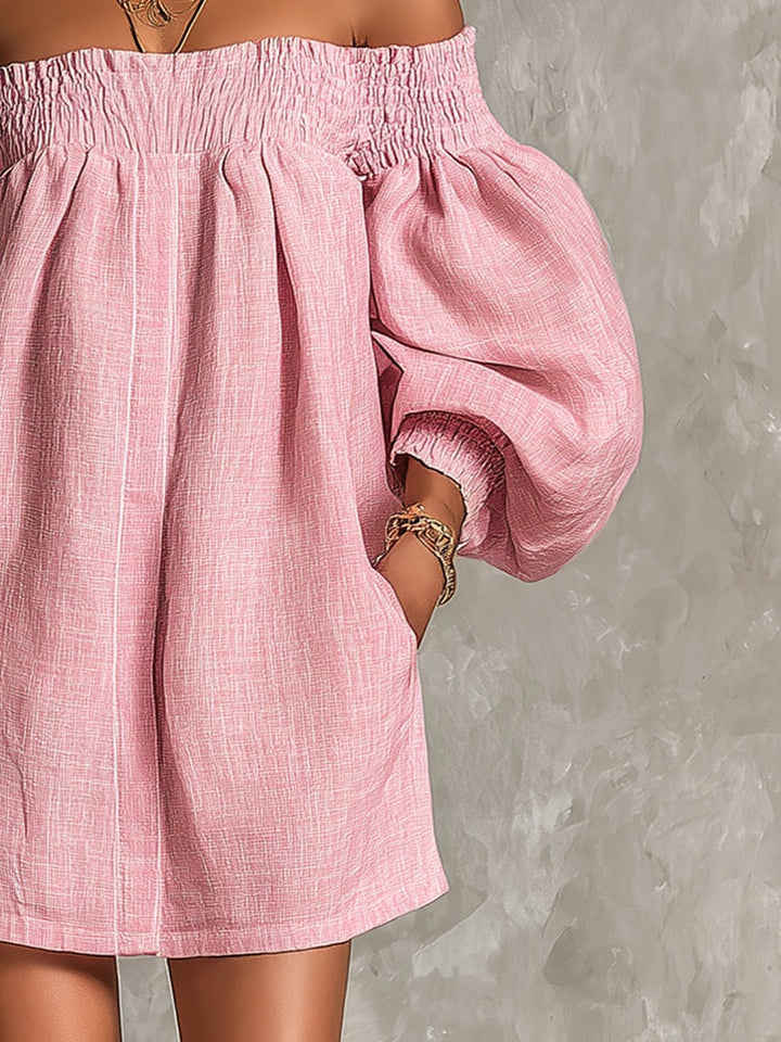 Petronella | Women's Off-Shoulder Puff-Sleeve Mini Dress