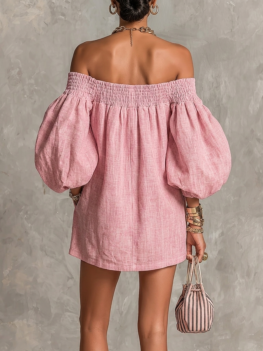 Petronella | Women's Off-Shoulder Puff-Sleeve Mini Dress