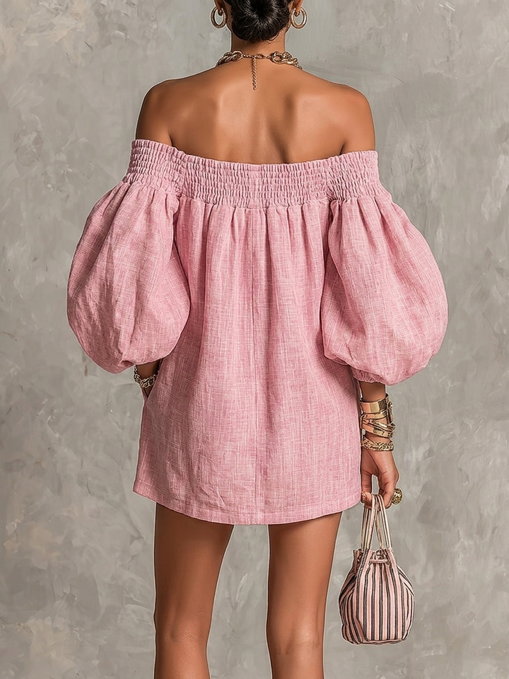 Petronella | Women's Off-Shoulder Puff-Sleeve Mini Dress