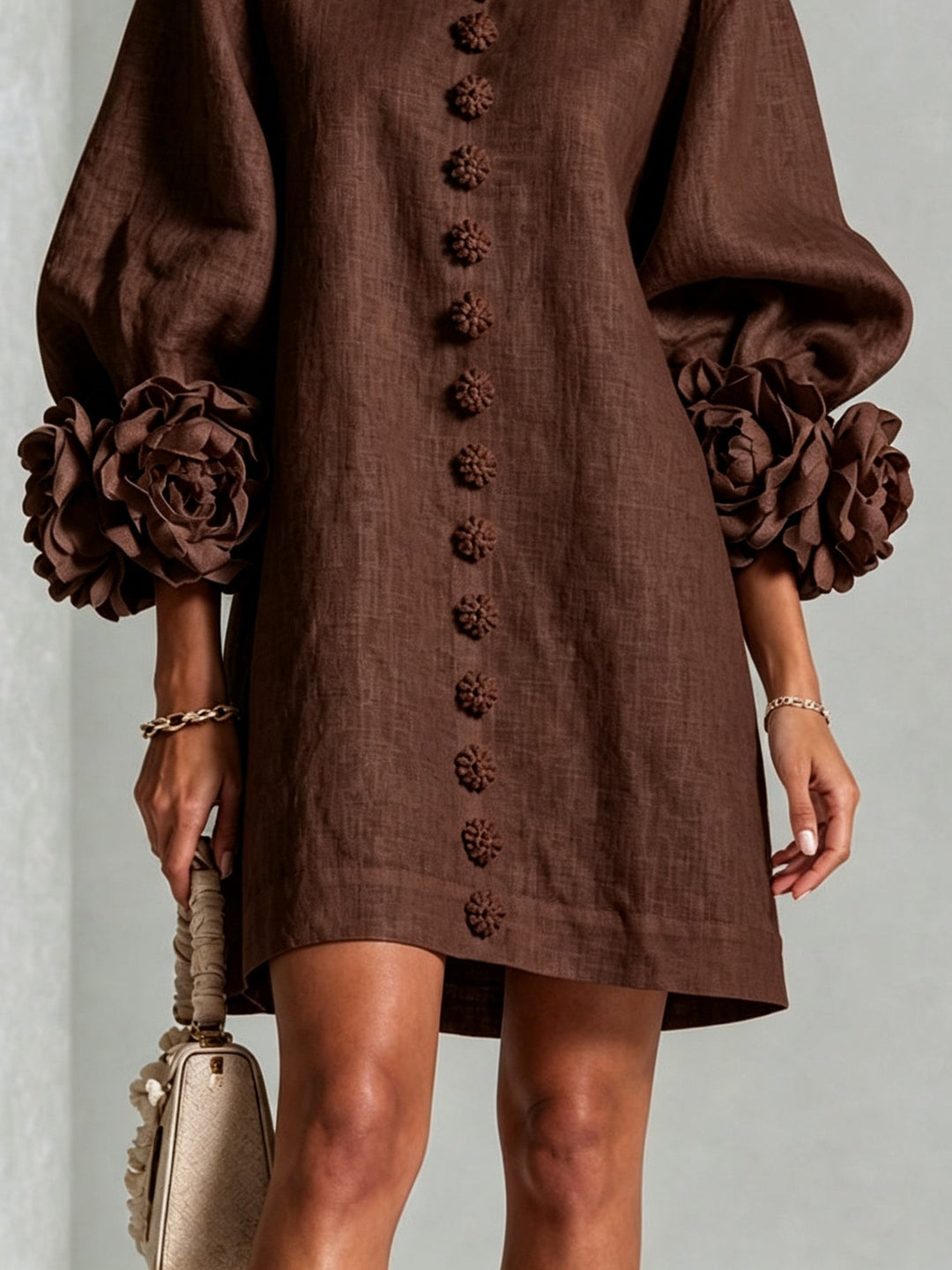 Marabel | Women's Rosette-Cuff Mini Dress