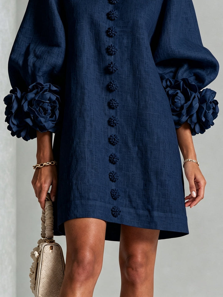 Clementine | Women's Relaxed Mini Dress with Rosette Cuffs