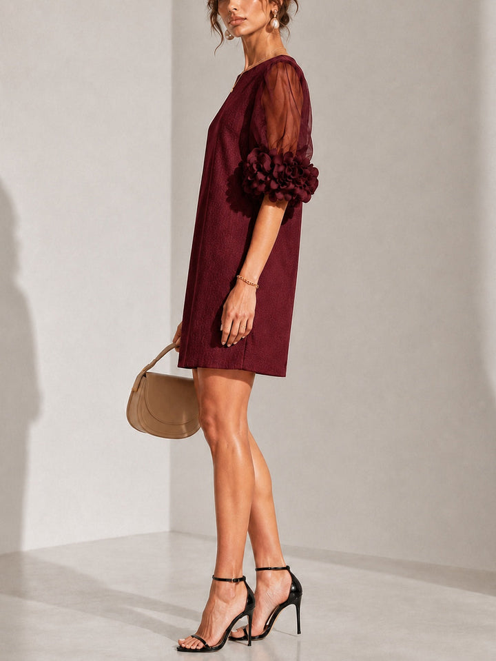 Philippa | Women's Floral-Cuff Puff-Sleeve Mini Dress