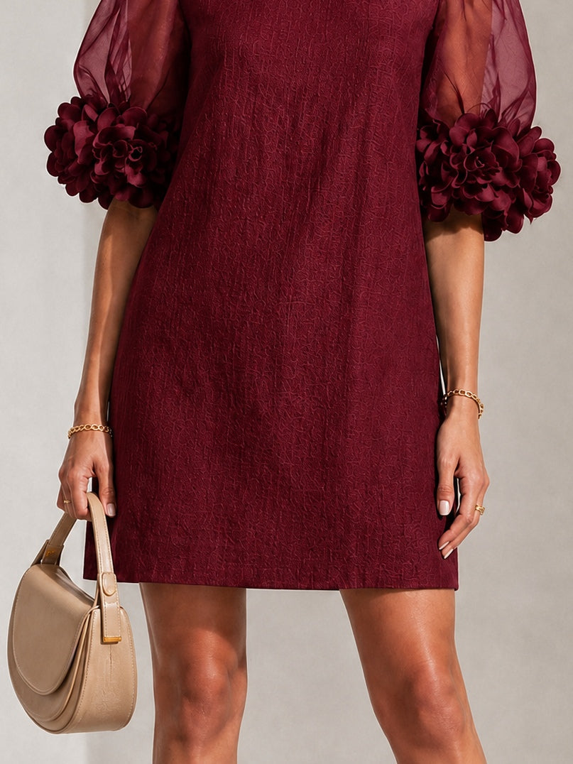 Philippa | Women's Floral-Cuff Puff-Sleeve Mini Dress