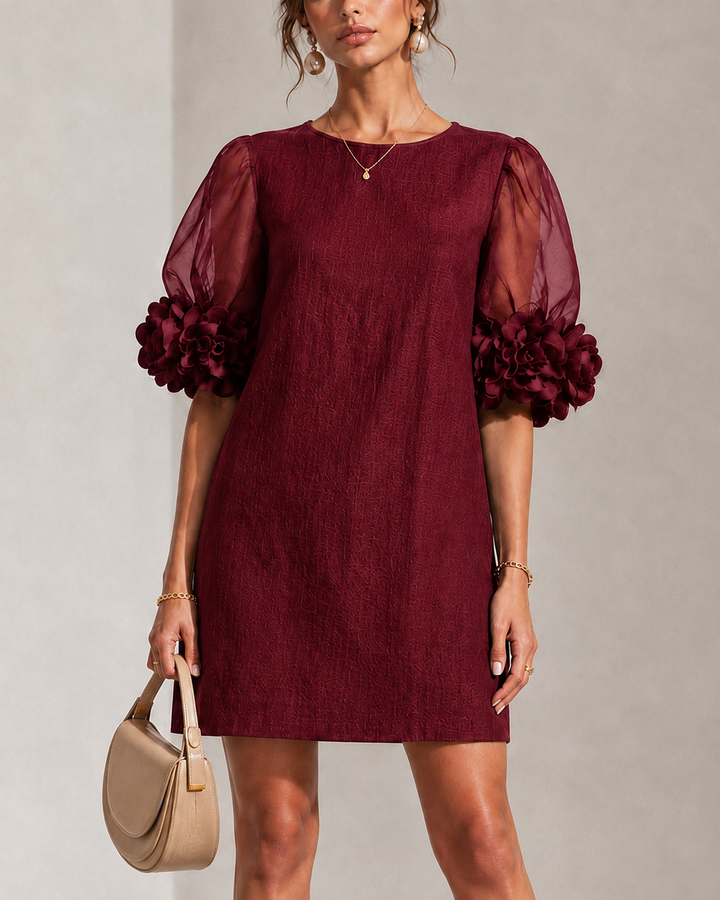 Philippa | Women's Floral-Cuff Puff-Sleeve Mini Dress