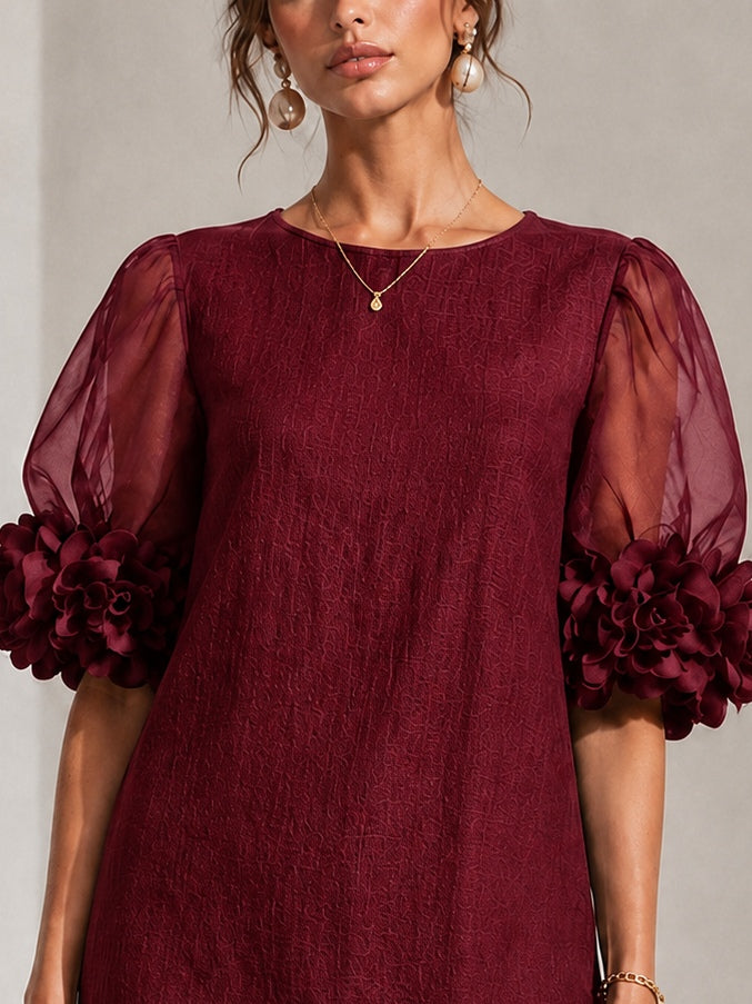 Philippa | Women's Floral-Cuff Puff-Sleeve Mini Dress
