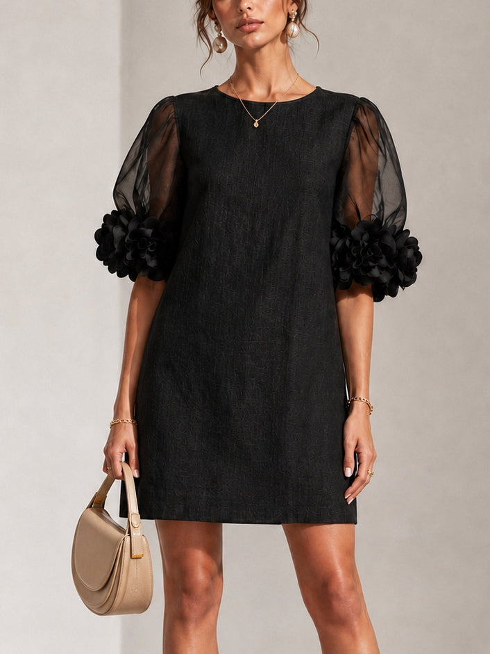 Persephone | Women's Puff-Sleeve Floral-Cuff Mini Dress