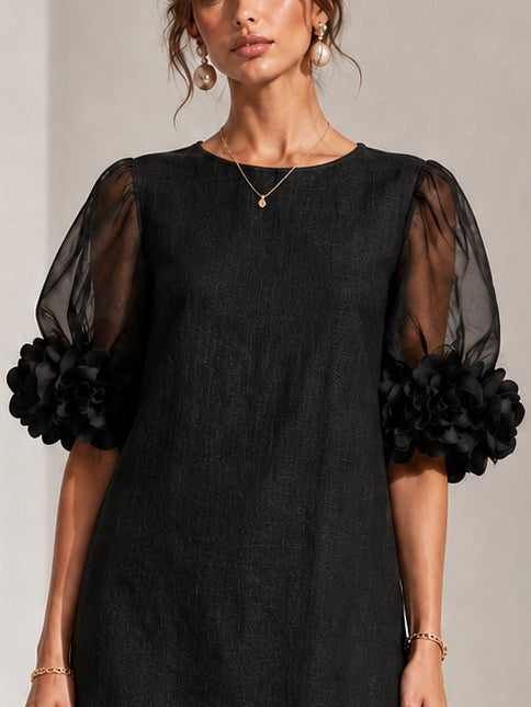 Persephone | Women's Puff-Sleeve Floral-Cuff Mini Dress