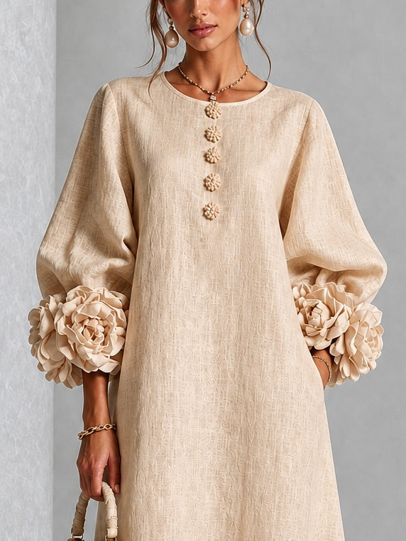 Rosanne | Women's Rosette-Cuff Midi Dress