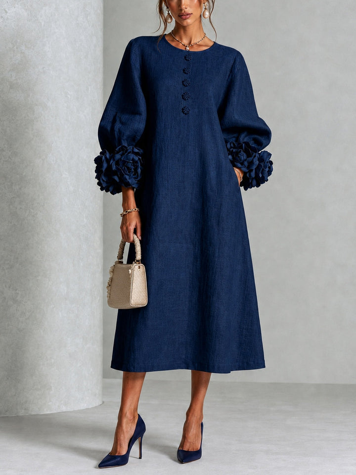 Danica | Women's Floral-Cuff Midi Dress