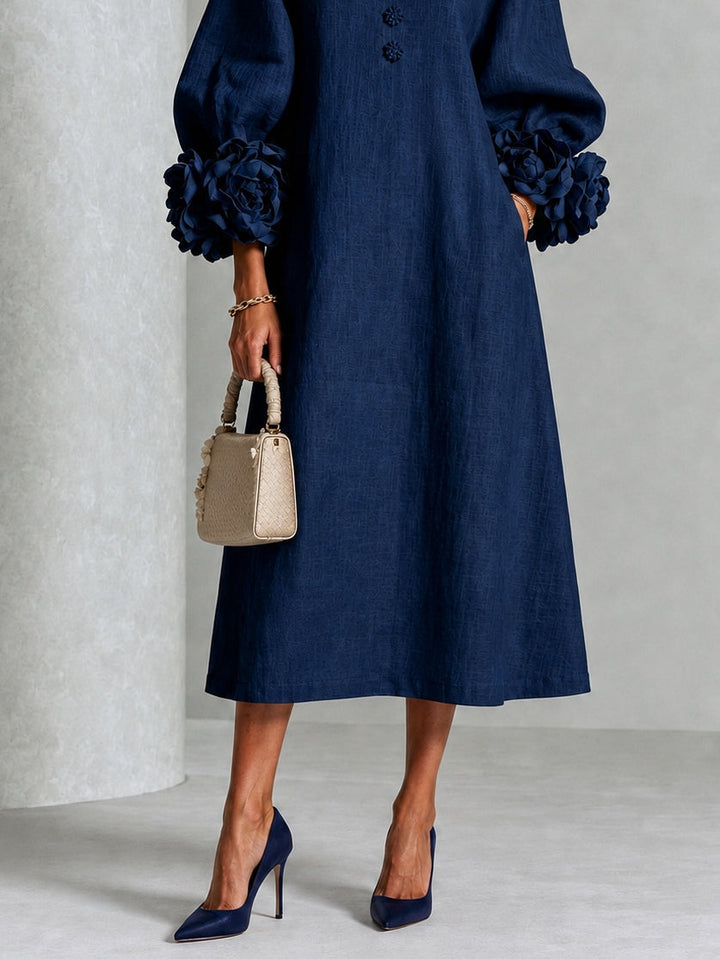 Danica | Women's Floral-Cuff Midi Dress