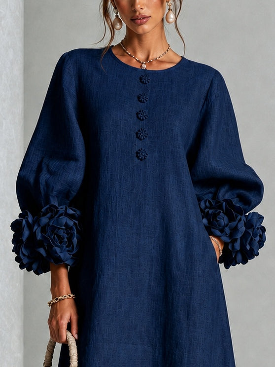 Danica | Women's Floral-Cuff Midi Dress