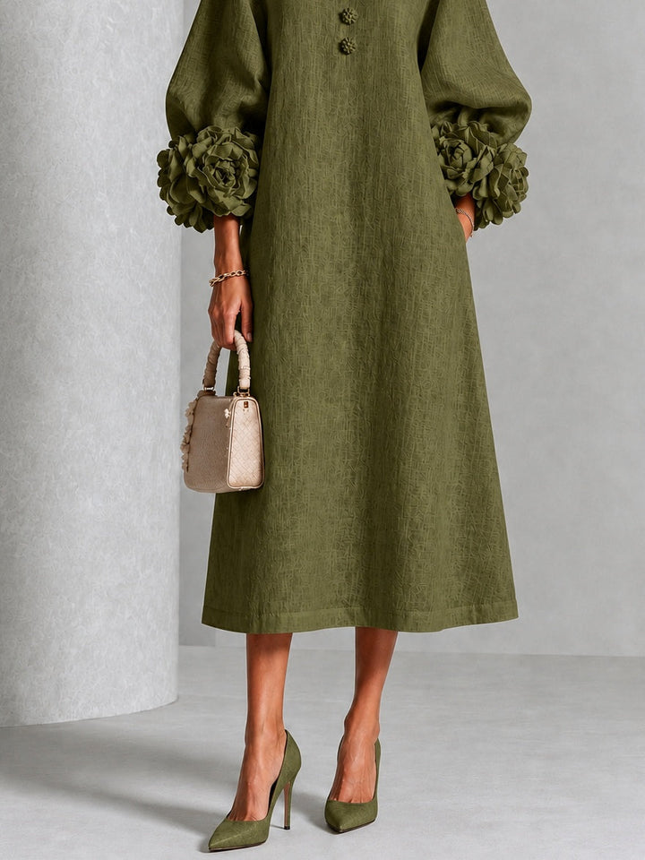 Vivienne | Women's Floral-Cuff Midi Dress