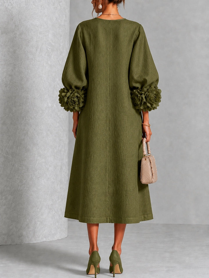 Vivienne | Women's Floral-Cuff Midi Dress
