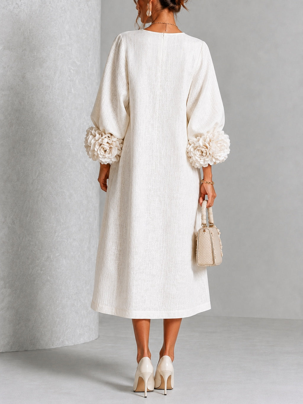 Henrietta | Women's Floral-Cuff Buttoned Midi Dress