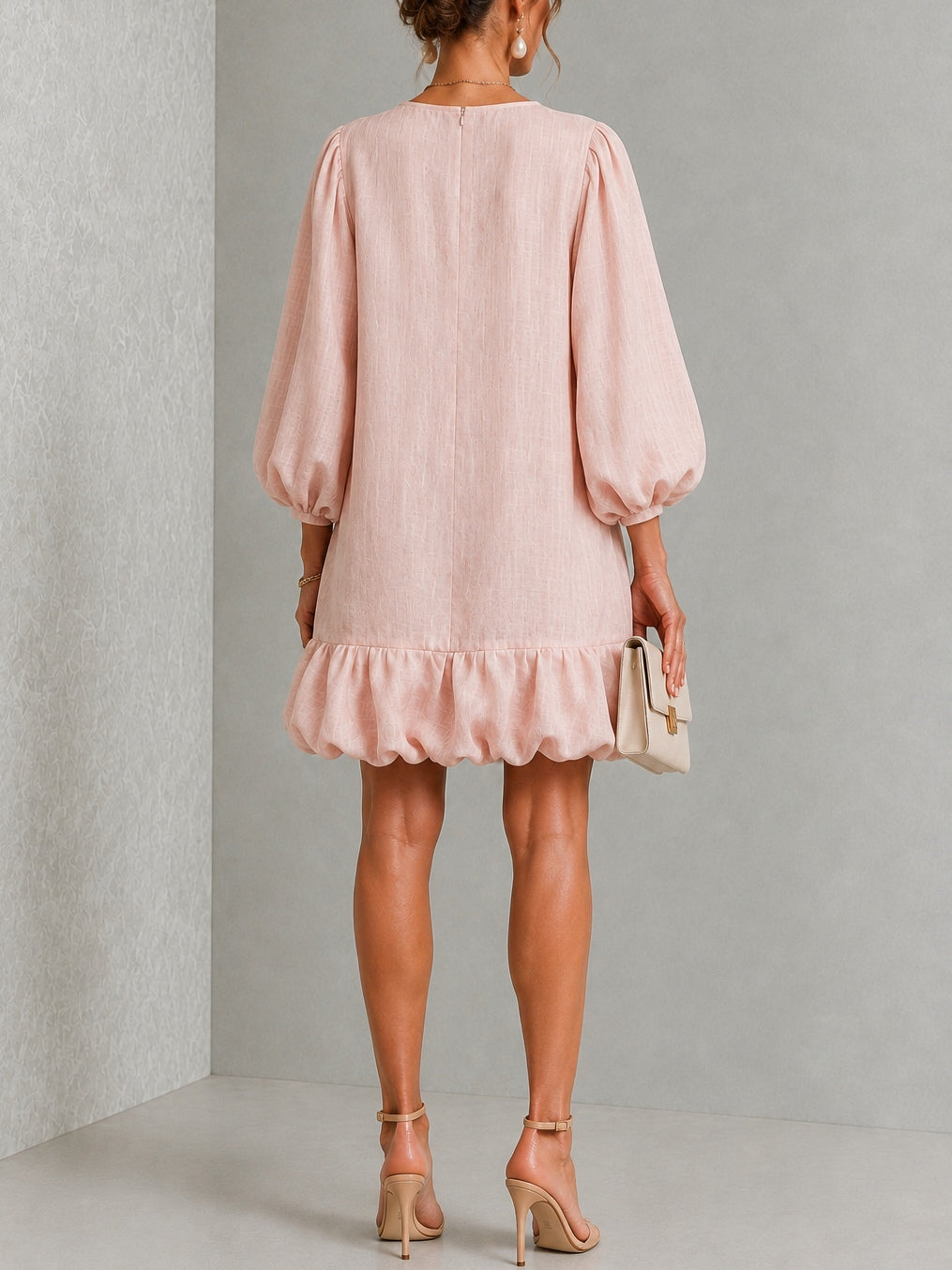 Rosalyn | Women's Floral-Button Puff-Sleeve Mini Dress