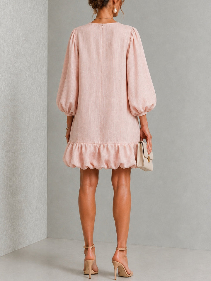 Rosalyn | Women's Floral-Button Puff-Sleeve Mini Dress