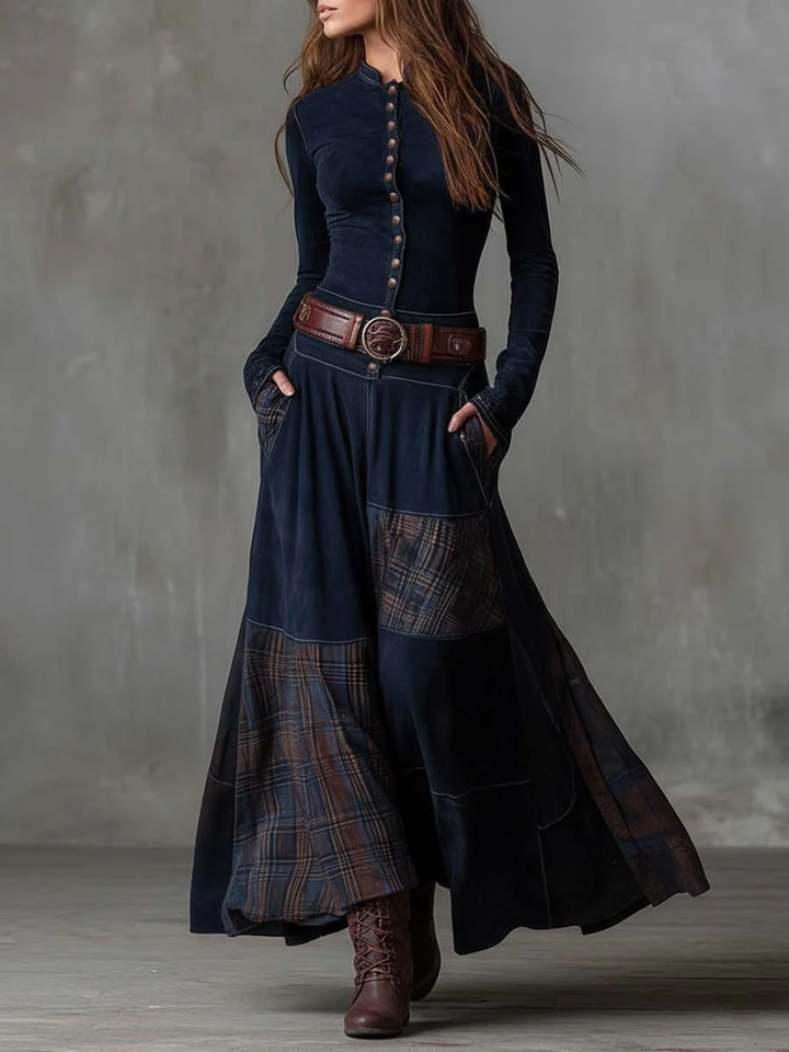Simone | Women's Suede Maxi Dress with Belt