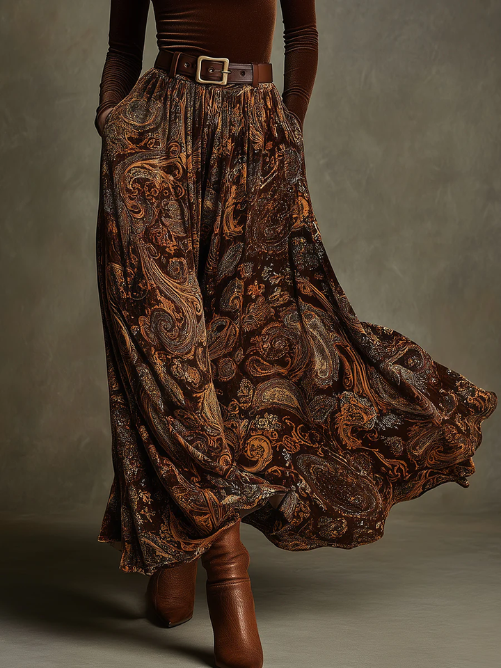 Celeste | Women's Velvet Top and Paisley Maxi Skirt Set