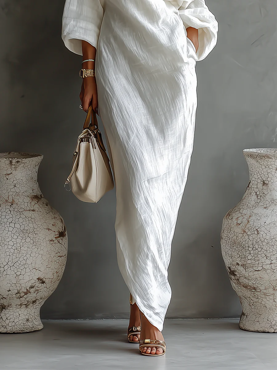 Women's One Shoulder Wrap Maxi Dress