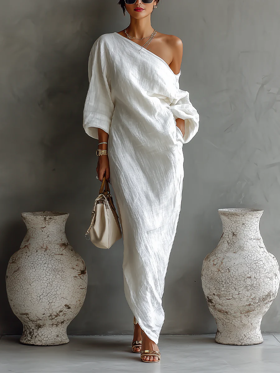 Women's One Shoulder Wrap Maxi Dress