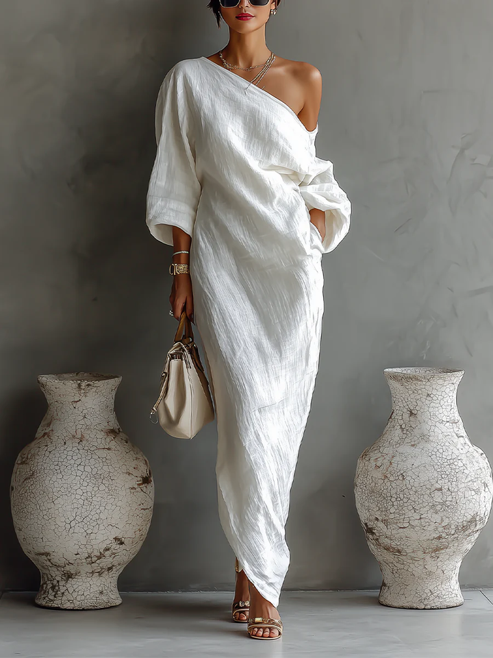 Women's One Shoulder Wrap Maxi Dress