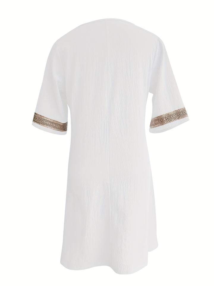 Women's Summer V-Neck Lace Short Sleeve Dress