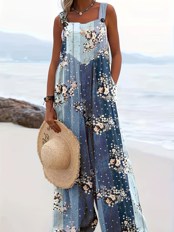 Women's Floral Printed Plus Size Jumpsuit